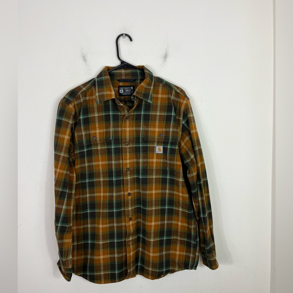 Carhartt Loose Fit Heavyweight Flannel Long Sleeve Plaid Shirt Sz M